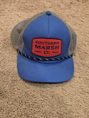 Youth Southern Marsh Royal Blue Trucker Hat with Gray Mesh & Red Patch